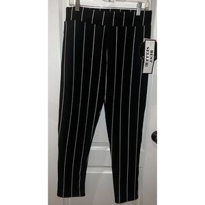 Neue Fashion Pants NWT Women’s Sz Medium Booty Lifter Black Pull On White Stripe